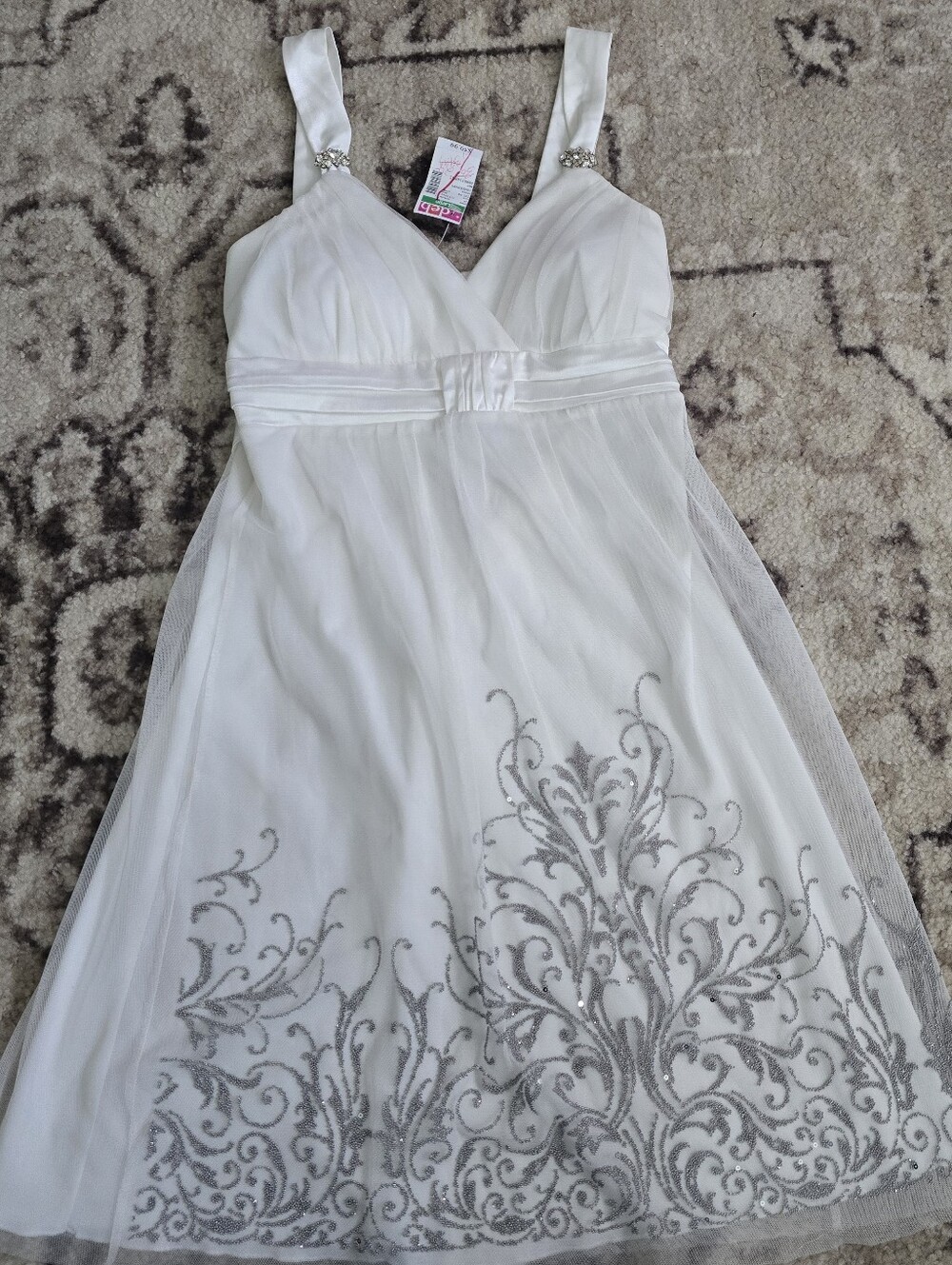 Taboo Women's White Dress With Silver Detail